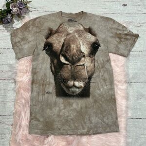 The Mountain Camel Face Tie-Dye Tee in Tan and Brown